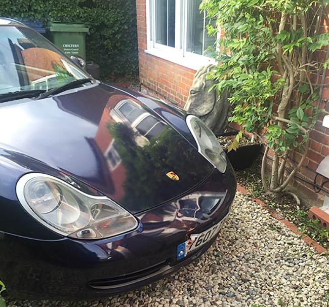 Porsche left in-gear and rolls directly into the front entrance to the family home in Chalfont, St Giles.